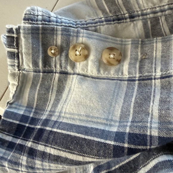 Duluth Trading Co Men 2XLT Blue White Plaid Cotton SS Button Down Shirt 51710 - Picture 7 of 8